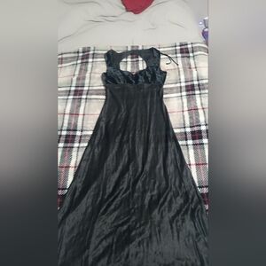 Elegant Black Velvet and Satin Dress